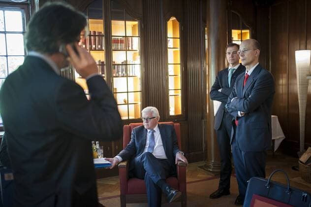 Bundesaussenminister Frank-Walter Steinmeier, SPD, bei Vorgespraechen zum Aussenministertreffen zur Ukraine-Krise in Berlin, 11.05.2016. Berlin Germany Copyright: xFlorianxGaertnerx