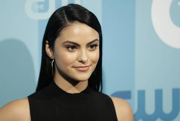 Camila Mendes arrives on the red carpet at the 2017 CW Upfront at the London Hotel on May 18, 2017 in New York City.  NYP20170518124 JOHNxANGELILLO