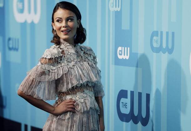 Nathalie Kelley arrives on the red carpet at the 2017 CW Upfront at the London Hotel on May 18, 2017 in New York City.  NYP20170518142 JOHNxANGELILLO