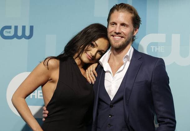 Matt Barr and Christina Ochoa arrive on the red carpet at the 2017 CW Upfront at the London Hotel on May 18, 2017 in New York City.  NYP20170518105 JOHNxANGELILLO