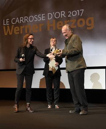 QUINZAINE DES REALISATEURS - Opening Ceremony - Werner Herzog receives the Carosse d Or Werner Herzog Cannes France  518502