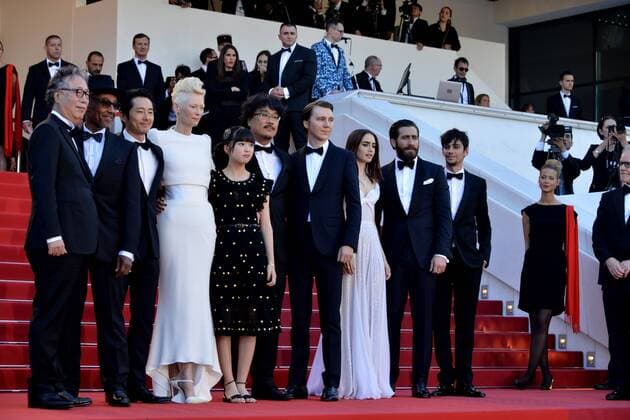 70th Cannes Film Festival 2017, Red carpet film Okja . Pictured: Devon Bostic, Jake Gyllenhaal, Lily Collins, Paul Dano, Tilda Swinton, Bong Joon-Ho, Ahn Seo-Hyun, Steven Yeun  Copyright: xSimonexComix xCannesx xIPAx xCannesx
