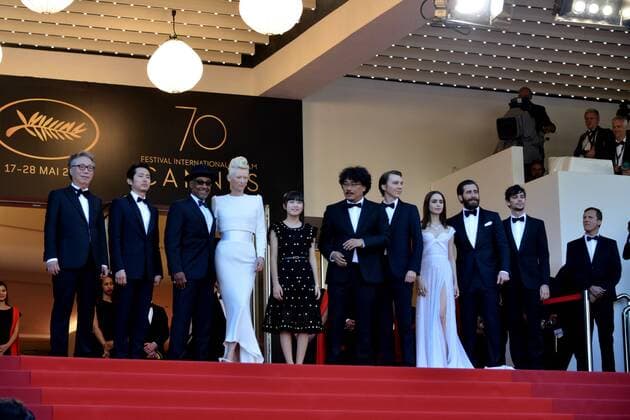 70th Cannes Film Festival 2017, Red carpet film Okja . Pictured: Devon Bostic, Jake Gyllenhaal, Lily Collins, Paul Dano, Tilda Swinton, Bong Joon-Ho, Ahn Seo-Hyun, Steven Yeun  Copyright: xSimonexComix xCannesx xIPAx xCannesx