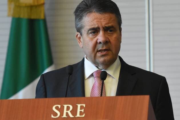 May 19, 2017 - Mexico City, Mexico - Sigmar Gabriel , Minister for Foreign Affairs of Germany is seen during his speech during a press conference at Ministry of Foreign Affairs of Mexico on May 19, 2017 Mexico City Mexico  - ZUMAn230 20170519_zaa_n230_371 Copyright: xCarlosxTischlerx