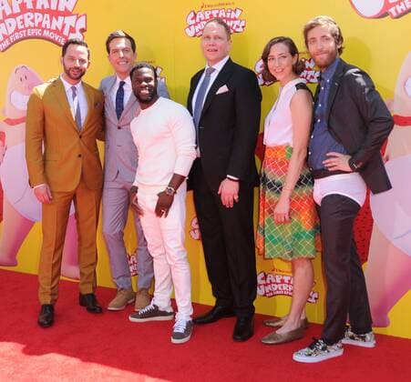 May 21, 2017 - Westwood, CA, United States - 21 May 2017 - Westwood, California - Nick Kroll, Ed Helms, Kevin Hart, Dav Pilkey, Kristen Schaal, Thomas Middleditch. Premiere of Dreamwork s Captain Underpants: The First Epic Movie held at Regency Village Theater in Westwood. Photo Credit: AdMedia Westwood United States - ZUMAa123 20170521_zaa_a123_053 Copyright: xBirdiexThompsonx