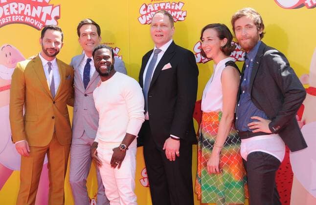May 21, 2017 - Westwood, CA, United States - 21 May 2017 - Westwood, California - Nick Kroll, Ed Helms, Kevin Hart, Dav Pilkey, Kristen Schaal, Thomas Middleditch. Premiere of Dreamwork s Captain Underpants: The First Epic Movie held at Regency Village Theater in Westwood. Photo Credit: AdMedia Westwood United States - ZUMAa123 20170521_zaa_a123_092 Copyright: xBirdiexThompsonx