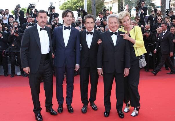 (From L to R) Adam Sandler, Noah Baumbach, Ben Stiller, Dustin Hoffman and Emma Thompson arrive on the red carpet before the screening of the film The Meyerowitz Stories (New and Selected) during the 70th annual Cannes International Film Festival in Cannes, France on May 21, 2017.  CAN20170521109 DAVIDxSILPA
