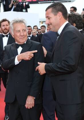 Dustin Hoffman (L) and Adam Sandler arrive on the red carpet before the screening of the film The Meyerowitz Stories (New and Selected) during the 70th annual Cannes International Film Festival in Cannes, France on May 21, 2017.  CAN20170521113 DAVIDxSILPA