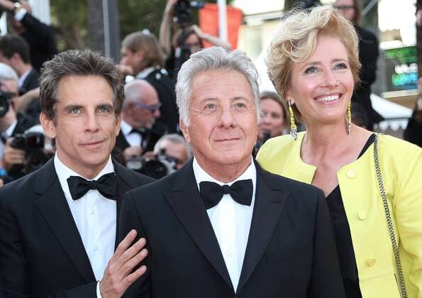 Ben Stiller (L), Dustin Hoffman (C) and Emma Thompson arrive on the red carpet before the screening of the film The Meyerowitz Stories (New and Selected) during the 70th annual Cannes International Film Festival in Cannes, France on May 21, 2017.  CAN20170521110 DAVIDxSILPA