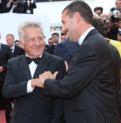 Dustin Hoffman (L) and Adam Sandler arrive on the red carpet before the screening of the film The Meyerowitz Stories (New and Selected) during the 70th annual Cannes International Film Festival in Cannes, France on May 21, 2017.  CAN20170521114 DAVIDxSILPA