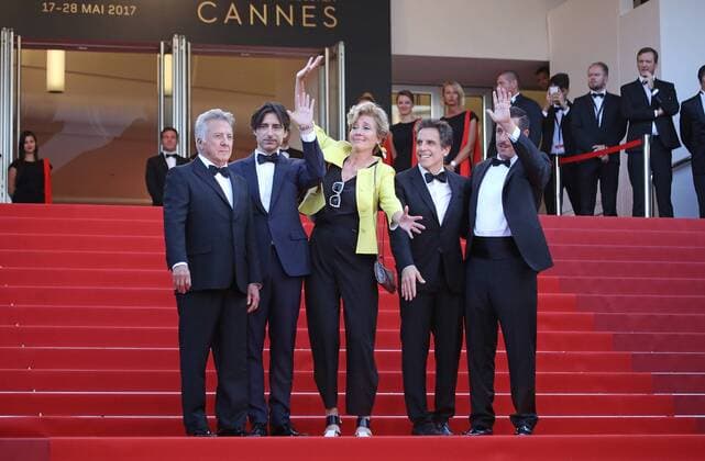 (From L to R) Dustin Hoffman, Noah Baumbach, Emma Thompson, Ben Stiller and Adam Sandler arrive on the red carpet before the screening of the film The Meyerowitz Stories (New and Selected) during the 70th annual Cannes International Film Festival in Cannes, France on May 21, 2017.  CAN20170521119 DAVIDxSILPA