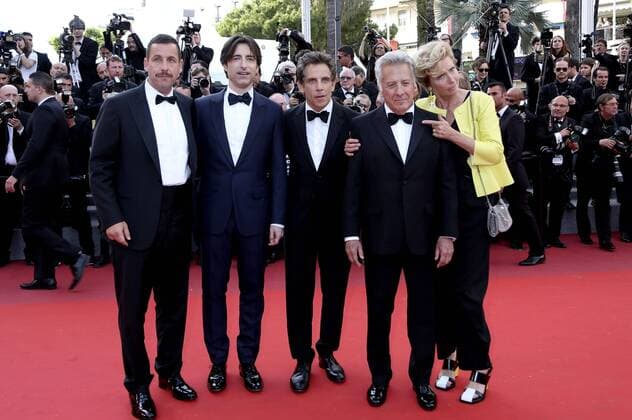 Adam Sandler, director Noah Baumbach, Ben Stiller, Dustin Hoffman and Emma Thompson attending the The Meyerowitz Stories premiere during the 70th Cannes Film Festival at the Palais des Festivals in Cannes on May 21, 2017 Foto:xG.xTellierx xFuturexImage