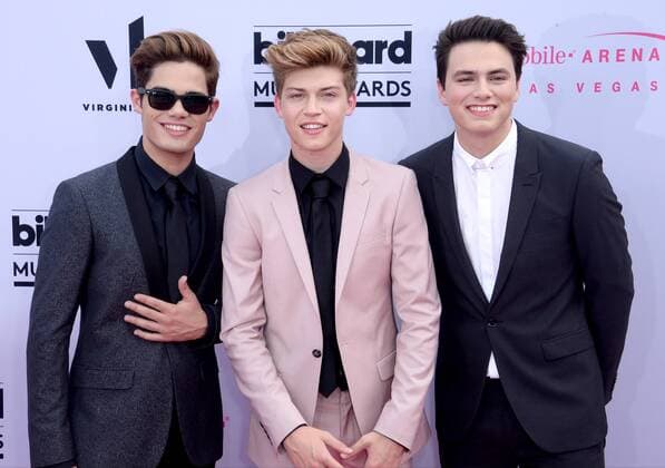 (L-R) Singers Emery Kelly, Ricky Garcia and Liam Attridge of Forever In Your Mind attend the annual Billboard Music Awards held at T-Mobile Arena in Las Vegas, Nevada on May 21, 2017. This year?s show will air live on both coasts at 8 p.m. ET on ABC.  LAV20170521699 JIMxRUYMEN