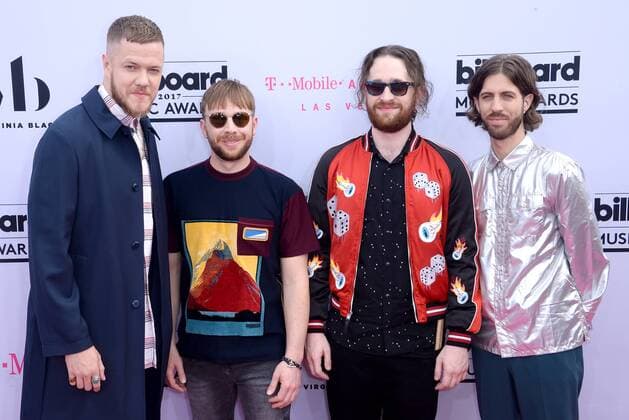 (L-R) Musicians Dan Reynolds, Ben McKee, Daniel Platzman and Wayne Sermon of Imagine Dragons attend the annual Billboard Music Awards held at T-Mobile Arena in Las Vegas, Nevada on May 21, 2017. This year?s show will air live on both coasts at 8 p.m. ET on ABC.  LAV20170521853 JIMxRUYMEN