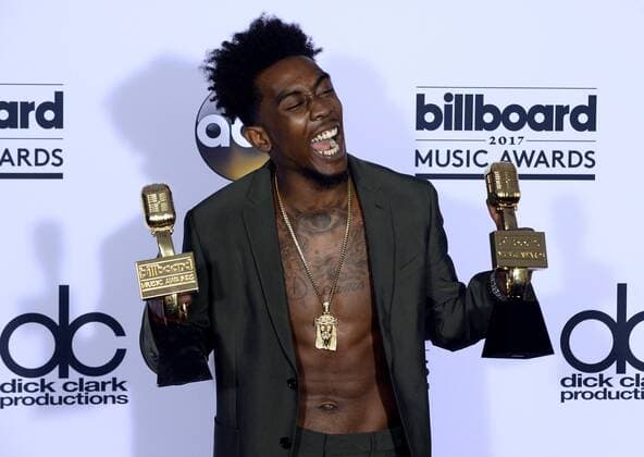 Recording artist Desiigner appears backstage with his Top Rap Song and Top Streaming Song (Video) awards for Panda, during the annual Billboard Music Awards held at T-Mobile Arena in Las Vegas, Nevada on May 21, 2017. This year?s show will air live on both coasts at 8 p.m. ET on ABC.  LAV20170521993 JIMxRUYMEN