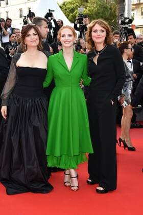 Agnes Jaoui , Jessica Chastain, Maren Ade Premiere THE MEYEROWITZ STORIES 70. Filmfestspiele Cannes Red Carpet Cannes 21. Mai 2017 Bitte Fotovermerk: SPÖTTEL-PICTURE Premiere THE MEYEROWITZ STORIES