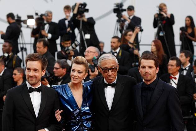 Andre Techine, Celine, Sallette, Pierre Deladonchamps CINEMA : 70 eme Festival de Cannes - Tapis rouge - Mise a mort du cerf sacre - 22 05 2017 loicThebaud Panoramic 