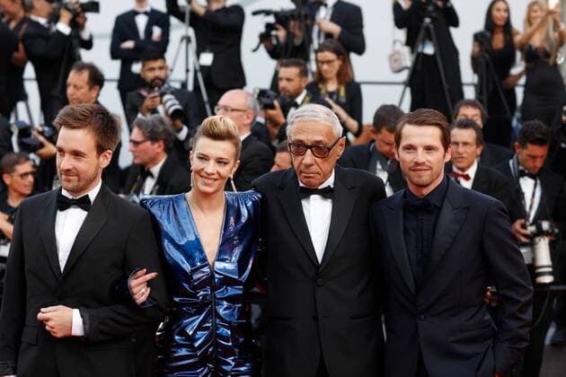 Andre Techine, Celine, Sallette, Pierre Deladonchamps CINEMA : 70 eme Festival de Cannes - Tapis rouge - Mise a mort du cerf sacre - 22 05 2017 loicThebaud Panoramic 