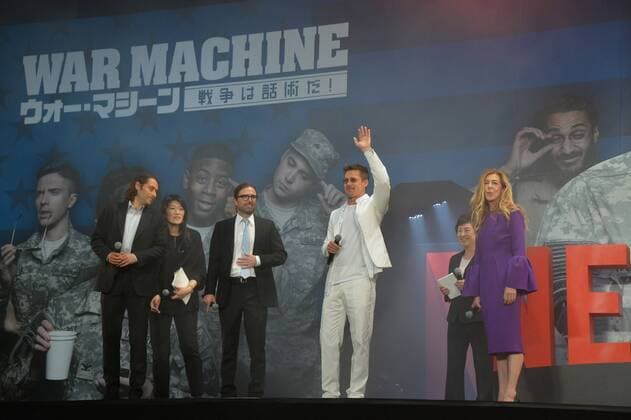 (L-R)Producer Dede Gardner, director David Michod, producer and actor Brad Pitt and producer Jeremy Kleiner attend the Japan premiere for the film War Machine in Tokyo, Japan on May 23, 2017.  TKP2017052316 KEIZOxMORI