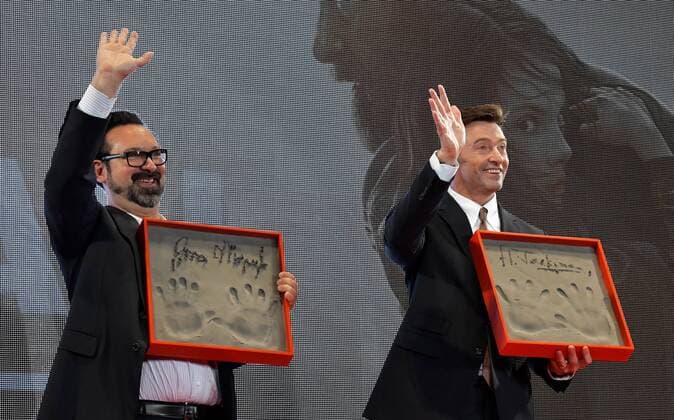 Actor Hugh Jackman(R) and director James Mangold attend the Japan premiere for the film Logan in Tokyo, Japan on May 24, 2017.  TKP2017052416 KEIZOxMORI