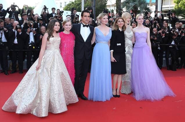 (From L to R) Addison Riecke, Angourie Rice, Colin Farrell, Kirsten Dunst, Sofia Coppola, Nicole Kidman and Elle Fanning arrive on the red carpet before the screening of the film The Beguiled during the 70th annual Cannes International Film Festival in Cannes, France on May 24, 2017.  CAN20170524104 DAVIDxSILPA