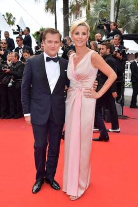 70eme Festival du Film de Cannes - Montee des marches du film L Amant Double Laurence Ferrari;Renaud Capucon Cannes France  521410
