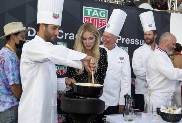 Monaco, Monte Carlo - May 27, 2017: FIA Formula One World Championship, Tag Heuer Party with, Blogger Chiara Ferragni and Red Bull Racing Pilot Daniel Ricciardo Monaco F1 Grand Prix 2017, Tag Heuer Party, Chiara Ferragni