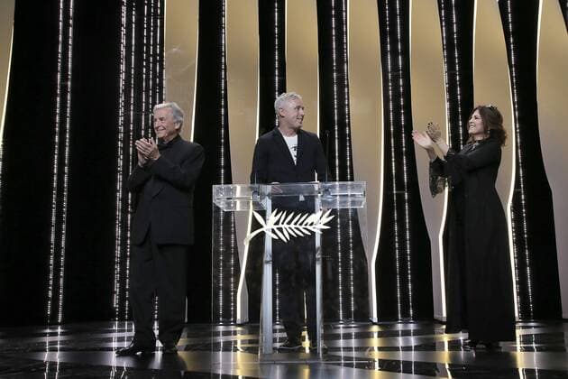 70eme Festival du Film de Cannes - Ceremonie de cloture. Photo: Laurent Guerin E Press Photo Agnes Jaoui;Costa Gavras;Robin Campillo Cannes France  521781