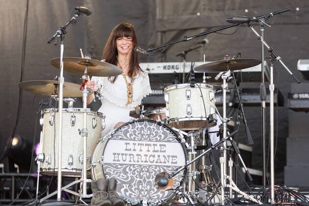 May 28, 2017 - Napa, California, U.S - Drummer CELESTE SPINA of Little Hurricane during the BottleRock Napa Valley Music Festival in Napa, California Napa U.S. - ZUMAs135 20170528_zap_s135_045 Copyright: xDanielxDeSloverx
