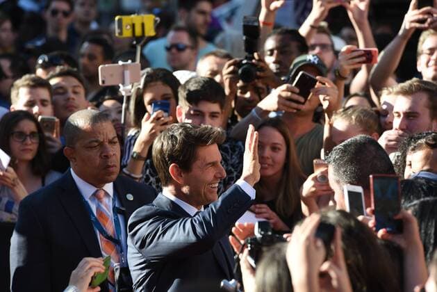 Spain: Cast attend The Mummy premiere in Madrid Tom Cruise, 54 years-old, pictured during the premiere of La Momia (The Mummy) at Callao cinema in Madrid.  JorgexSanz