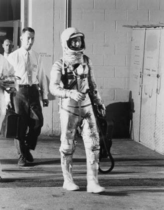 Astronaut Scott Carpenter walks to the launch site to begin the Mercury-Atlas 7 (MA-7) mission on May 24, 1962. Carpenter s Aurora 7 capsule lifted off aboard an Atlas rocket from Cape Canaveral, Florida, at 7:45 a.m. EST, May 24. Carpenter was the fourth American in space and second American to orbit Earth. During the four-hour, 54-minute flight, he tested the spacecraft and conducted scientific experiments and observations of the airglow layer of the atmosphere, and photographed terrestrial features. NASA  WAX0529201713 NASA......