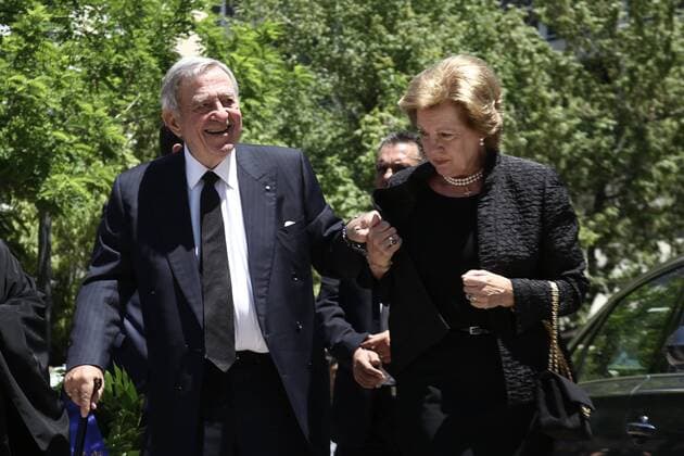 May 30, 2017 - Athens, Attica, Greece - Former King of Greece Constantine II and Queen Anne-Marie, arrive for the memorial service of Constantine Mitsotakis, at the Athens cathedral on May 31, 2017. The former conservative prime minister died this week aged 98. Athens Greece  - ZUMAn230 20170530_zaa_n230_422 Copyright: xPanayotisxTzamarosx