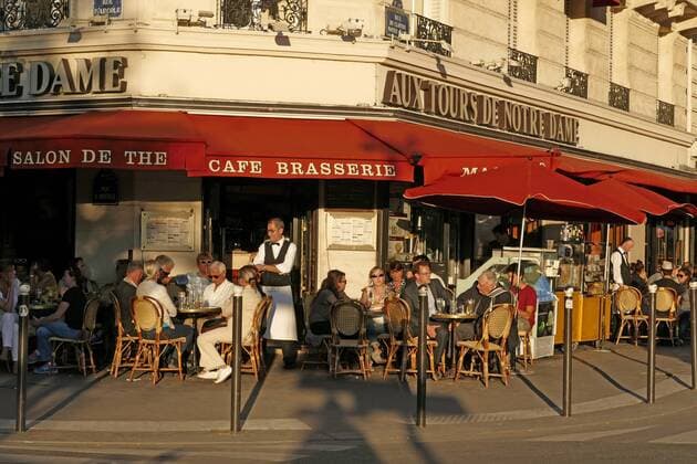 Cafe at Cathedral Notre Dame, Paris, France, Europe Copyright: Hans-PeterxMerten 396-5321 Editorial Use Only