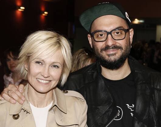 MOSCOW, RUSSIA - MAY 31, 2017: Director Kirill Serebrennikov (R) and actress Ingeborga Dapkunaite at the premiere of director Andrey Zvyagintsev s latest film Nelyubov Loveless . Zvyagintsev has won the Jury Prize for the film at the 70th Cannes Film Festival. Alexander Shcherbak TASS  TS050FA3