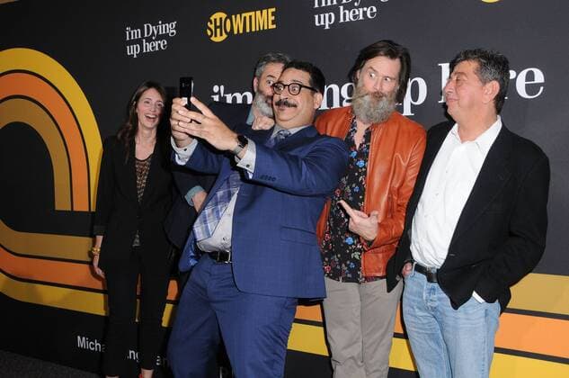 May 31, 2017 - Los Angeles, CA, United States - 31 May 2017 - Los Angeles, California - Christina Wayne, Michael Aguilar, Erik Griffin, Jim Carrey, Dave Flebotte. Premiere of Showtime s I m Dying Up Here held at DGA Theater in Los Angeles. Photo Credit: AdMedia Los Angeles United States - ZUMAa123 20170531_zaa_a123_123 Copyright: xBirdiexThompsonx