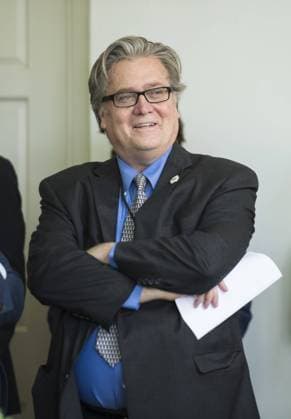 Steve Bannon, White House Chief Strategist, attends an event where President Donald Trump announced the U.S. is withdrawing from the Paris Climate Accord in the Rose Garden of the White House in Washington, D.C. on June 1, 2017. In talking points delivered to Trump s allies, the White House characterized the Paris agreement as a job killer that placed undue burdens on American taxpayers.  WAP20170602306 KEVINxDIETSCH