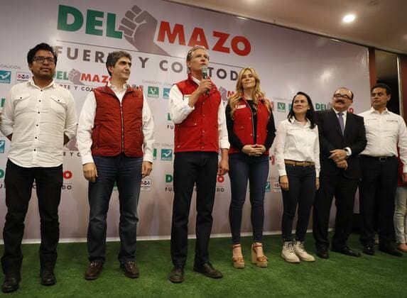 June 4, 2017 - Mexico - EUM20170604NAC61.JPG.TOLUCA, Mex., Election Elecciones-Edomex.- El candidato del PRI al gobierno del Estado de Mexico, Alfredo del Mazo Maza, en conferencia de prensa se adjudico el triunfo en las elecciones de este 4 de junio en el estado mexiquense. Foto: Agencia EL UNIVERSAL Luis Cortes RCC. Mexico  - ZUMAu78_ 20170604_zaf_u78_105 Copyright: xLuisxCortesx