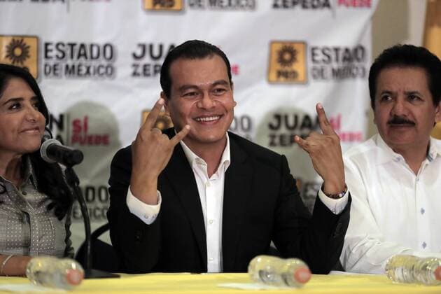 June 4, 2017 - Mexico - EUM20170604NAC65.JPG.TOLUCA, Mex., Election Elecciones-Edomex.- El candidato del PRD al gobierno del Estado de Mexico, Juan Zepeda, acompanado de la presidenta nacional Alejandra Barrales, en conferencia de prensa, senalaron que esperaran los resultados oficiales para dar un pronunciamiento de los comicios de este domingo 4 de junio de 2017. Foto: Agencia EL UNIVERSAL RCC. Mexico  - ZUMAu78_ 20170604_zaf_u78_112 Copyright: xAlejandroxAcostax