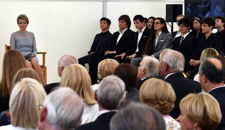 Queen Mathilde of Belgium pictured during the award ceremony for the laureates of the Queen Elisabeth Cello Competition 2017 at the Queen Elisabeth Music Chapel (Chapelle Musicale Reine Elisabeth - Muziekkapel Koningin Elisabeth), in Waterloo, Tuesday 06 June 2017.  ERICxLALMAND 05109100