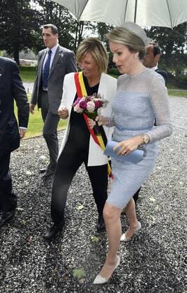 Waterloo s Mayor Florence Reuter and Queen Mathilde of Belgium pictured during the award ceremony for the laureates of the Queen Elisabeth Cello Competition 2017 at the Queen Elisabeth Music Chapel (Chapelle Musicale Reine Elisabeth - Muziekkapel Koningin Elisabeth), in Waterloo, Tuesday 06 June 2017.  ERICxLALMAND 05109105