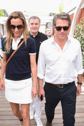 218365 Arnal-Degun Starface 2017-06-08 Paris France Internationaux de tennis de Roland-Garros.Hugh Grant et sa compagne Anna Elisabet Eberstein. Grant, Hugh; Eberstein, Anna Elisabeth  Copyright: xArnal-Degunx STAR_218365_005
