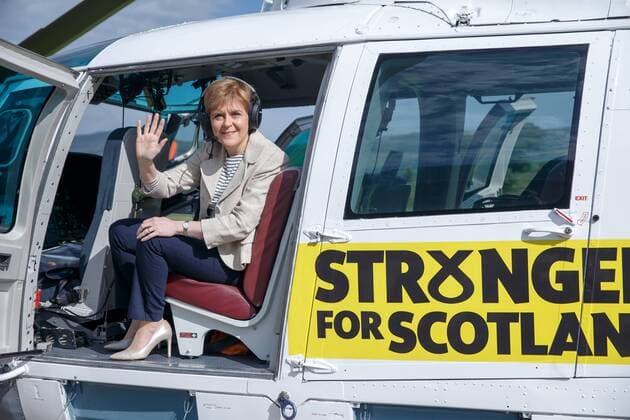 . 03 06 2017. United Kingdom. Nicola Sturgeon campaign helicopter. First Minister Nicola Sturgeon on helicopter at Cumbernauld airport during stop over tour of Scottish towns.  xRobertxPerryx xi-Imagesx IIM-15309-0019
