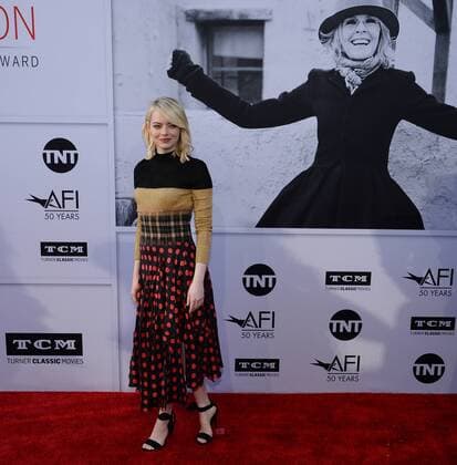 Actress Emma Stone arrives for American Film Institute s 45th annual Life Achievement Award tribute gala honoring actress Diane Keaton at the Dolby Theatre in the Hollywood section of Los Angeles on June 8, 2017.  LAP2017060815 JIMxRUYMEN