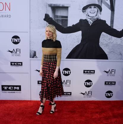 Actress Emma Stone arrives for American Film Institute s 45th annual Life Achievement Award tribute gala honoring actress Diane Keaton at the Dolby Theatre in the Hollywood section of Los Angeles on June 8, 2017.  LAP2017060817 JIMxRUYMEN