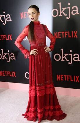 June 8, 2017 - New York, N.Y, USA - LILY COLLINS attends the Netflix New York Premiere of Okja .AMC Lincoln Square, NYC.June 8, 2017.Hammerstein Ballroom, NYC.Photos by , Globe Photos Inc. New York U.S. - ZUMAms4_ 20170608_zaa_ms4_007 Copyright: xSoniaxMoskowitzx