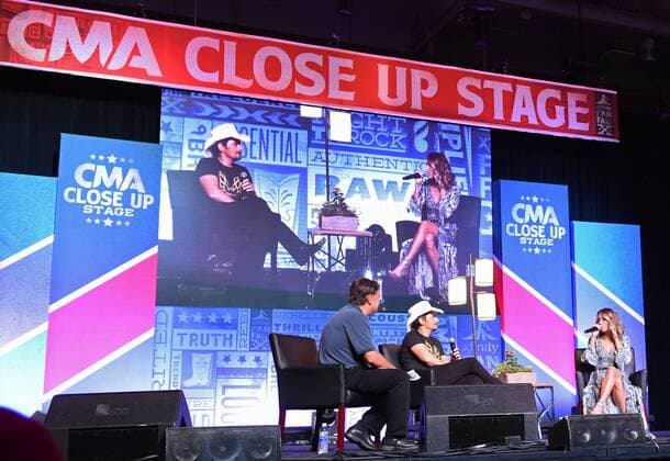 June 10, 2017 - Nashville, Tennessee, United States - 10 June 2017 - Nashville, Tennessee - Brad Paisley and Carrie Underwood appear on the CMA Close-Up Stage during the 2017 CMA Music Festival held at Music City Center. It was announced that Brad and Carried would be returning for the 10th year as host s of the CMA Music Awards to be held in November. Photo Credit: Laura Farr AdMedia Nashville United States - ZUMAa123 20170610_zaa_a123_009 Copyright: xLauraxFarr Admediax