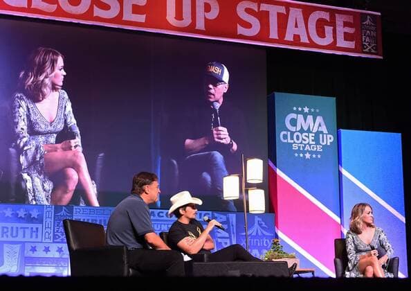 June 10, 2017 - Nashville, Tennessee, United States - 10 June 2017 - Nashville, Tennessee - Brad Paisley and Carrie Underwood appear on the CMA Close-Up Stage during the 2017 CMA Music Festival held at Music City Center. It was announced that Brad and Carried would be returning for the 10th year as host s of the CMA Music Awards to be held in November. Photo Credit: Laura Farr AdMedia Nashville United States - ZUMAa123 20170610_zaa_a123_019 Copyright: xLauraxFarr Admediax