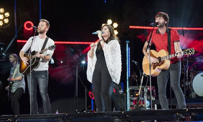 Jun. 10, 2017 - Nashville, Tennessee; USA - Singer CHARLES KELLEY, HILLARY SCOTT and DAVE HAYWOOD of the band Lady Antebellum performs at Nissan Stadium as part of the 2017 CMA Music Festival that is taking place in downtown Nashville. The four day country music festival will attract thousands of fans from around the world to see a variety of artist on multiple stages. Copyright 2017 . Nashville USA - ZUMAm78_ 20170610_zaf_m78_031 Copyright: xJasonxMoorex