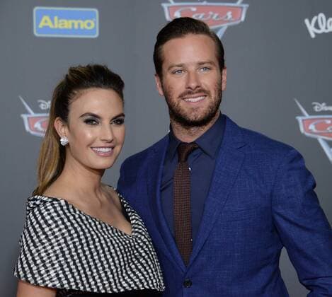 Cast member Armie Hammer the voice of Jackson Storm in the animated motion picture comedy Cars 3 and his wife, actress Elizabeh Chambers attend the premiere of the film at the Anaheim Convention Center in Anaheim, California on June 10, 2017. Storyline: Lightning McQueen sets out to prove to a new generation of racers that he s still the best race car in the world.  LAP2017061044 JIMxRUYMEN