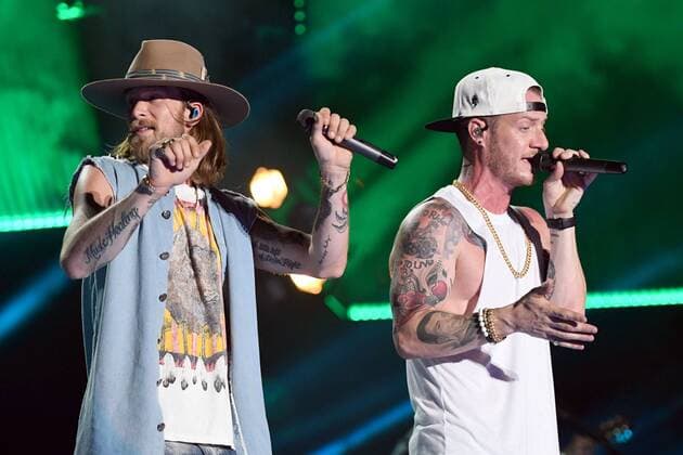 June 10, 2017 - Nashville, Tennessee, United States - 10 June 2017 - Nashville, Tennessee - Brian Kelley and Tyler Hubbard, Florida Geogria Line. 2017 CMA Music Festival Nightly Concert held at Nissan Stadium. Photo Credit: Dara-Michelle Farr AdMedia Nashville United States - ZUMAa123 20170610_zaa_a123_439 Copyright: xDara-MichellexFarr Admediax